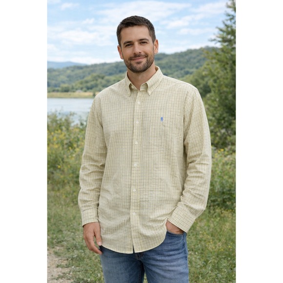 Ralph Lauren Other - Ralph Lauren Mens Classic Fit Tattersall Check Button Down Shirt Yellow Blue L